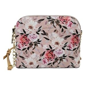 Nanette Leopore Crossbody Bag Purse Floral Design Gold Chain Handle Strap